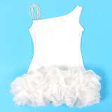 CW3288 Cute Rufful Mini Dress Elegant Woman Lovely Bodycon for Birthday Party Club 2025 Wholesale woman short cute dress