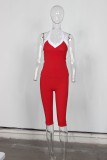 Casual Stretch Two Pieces Legging Set With Halter Crop Top and Slim Fitness Capri Pants