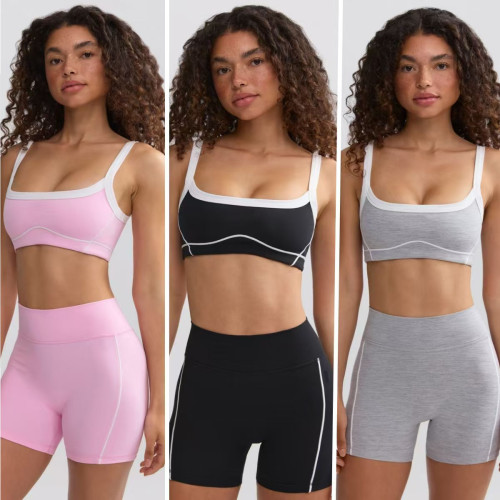 2025 Nude Olor-matching Back Beauty Yoga Bra, Elastic Quick-drying Sports Hip-lifting Shorts, Running Fitness Vest Set