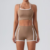 Aoyema Custom Sportswear Designer Tracksuit 4 Piece Suits Yoga Clothes Gym Bra Fitness Skirt Running Pants Sport Wear Women Set