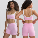 2025 Nude Olor-matching Back Beauty Yoga Bra, Elastic Quick-drying Sports Hip-lifting Shorts, Running Fitness Vest Set