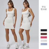 Outdoor Running Wear Women Sports Dance Yoga Dress Tennis Fitted Dresses Slim Sexy Mini Summer Golf Fitness Gym Dress