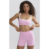 2025 Nude Olor-matching Back Beauty Yoga Bra, Elastic Quick-drying Sports Hip-lifting Shorts, Running Fitness Vest Set
