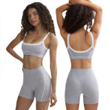 2025 Nude Olor-matching Back Beauty Yoga Bra, Elastic Quick-drying Sports Hip-lifting Shorts, Running Fitness Vest Set
