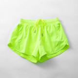 Wholesale Women Sports Biker Shorts Solid Soft Double Layer Skin Friendly Quick Drying Running Fitness Yoga Shorts With Pocket