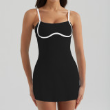 Women's Sexy Camisole Yoga Tennis Skirt Lightweight Breathable Anti-Glare Dress for Outdoor Golf Sports Tennis Dress