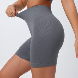 Classic Women's Ribbed Fitness Sports Pants Hot Sale Hip Lifting Abdomen Closing Yoga Shorts Elastic Waist Closure Solid Color