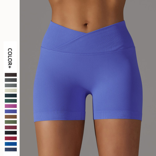 High Quality Seamless Sports Gym Pants Solid Scrunch Butt Lifting Tummy Control Quick Drying Breathable Yoga Shorts for Women