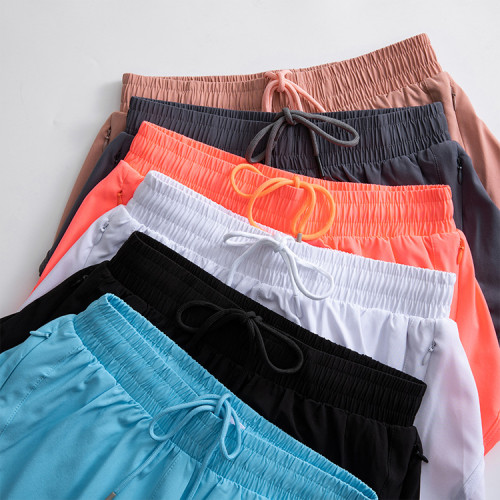 Wholesale Women Sports Biker Shorts Solid Soft Double Layer Skin Friendly Quick Drying Running Fitness Yoga Shorts With Pocket