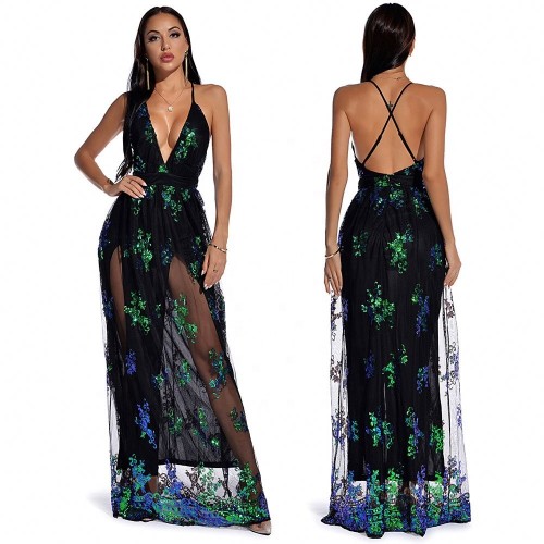 Sexy Halter Dress with Big Sequins