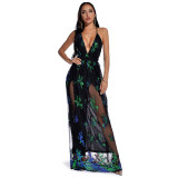 Sexy Halter Dress with Big Sequins