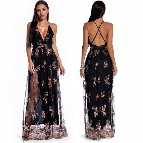 Sexy Halter Dress with Big Sequins