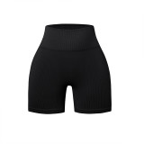 Classic Women's Ribbed Fitness Sports Pants Hot Sale Hip Lifting Abdomen Closing Yoga Shorts Elastic Waist Closure Solid Color