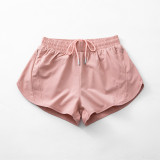 Wholesale Women Sports Biker Shorts Solid Soft Double Layer Skin Friendly Quick Drying Running Fitness Yoga Shorts With Pocket