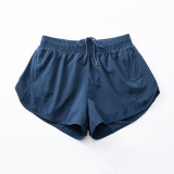 Wholesale Women Sports Biker Shorts Solid Soft Double Layer Skin Friendly Quick Drying Running Fitness Yoga Shorts With Pocket