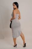 2025 Summer New Women'S Street Fashion Spicy Girl Style Irregular Printed Strapless Maxi Dress