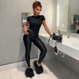Casual Sporty Women 2 Piece Set Tracksuit Long Sleeve Crop Tops+Skinny Leggings Matching Streetwear Activity Outfits