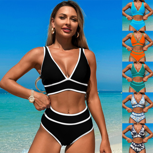 2025 Wholesale Fashion Sexy Two Piece  High Waist Swimsuit Bikini Sets Women