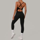 Wholesale Women Adjustable Shoulder Strap Jumpsuit Sports Gym Fitness One Piece Bodysuit Tight Yoga Bodysuits