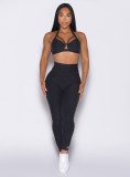 Wholesale Custom Logo Gym Running Yoga Wear Sports Sexy Backless Bra Top High Waist Yoga Leggings Fitness Yoga Set for Women