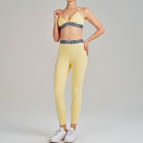 Women's High Quality Custom Logo Two- Piece Fitness Cross Bra High Waist Leggings Fitness Gym Yoga Sets
