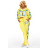 X12023S 2025 Summer Hot Sale Women  V-neck Top and Flared Pants Two-piece Sets