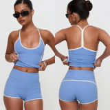 Hot Sale Women 2 Pieces Workout Yoga Clothing Gym Sets Sports Bra Vest High Waist Shorts Fitness Yoga Set