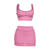 BH1470 2025 Spring/Summer Women's Sexy Crop Top Bodycon Sports Casual Skirt  Set