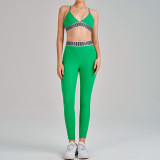 Women's High Quality Custom Logo Two- Piece Fitness Cross Bra High Waist Leggings Fitness Gym Yoga Sets