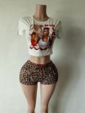 New Arrivals Trendy Popular 2025 Women Clothing 2 Piece Mini Leopard Shorts Set