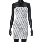2025 Wholesale Women Clothes Boutique Strapless Digital Print Hot Sexy Ladies Dress
