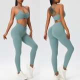 Custom Logo Women Active Wear Set Sports Bra Gym Fitness Yoga Set Gym Clothes Leggings for Women