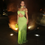 2025 Summer Boutique Fashion Strapless Tassel Maxi Bodycon Sexy Dresses Women