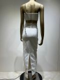 BH1087 Two-Piece for Bandage Dress Set Fashionable Sexy Party Clothing High Waist Skirt Solid Pattern Floor-Length Autumn Season
