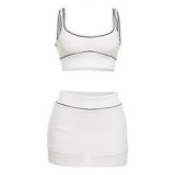 BH1470 2025 Spring/Summer Women's Sexy Crop Top Bodycon Sports Casual Skirt  Set