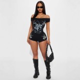 X21859C 2025 Summer Hot Sale Women Print Rompers
