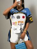 BR5497 Women's Casual Fashion Rugby Basketball Shorts Suit Multi-Color 2-Piece Set for Summer