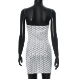 2025 Wholesale Women Clothes Boutique Strapless Digital Print Hot Sexy Ladies Dress