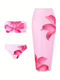 2025 High Quality Hot Selling Print Design Three Piece Bikini Set Beach Swimsuit Cover Up-for Women