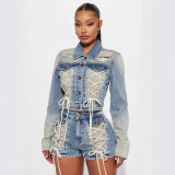 BR5498 Women's Summer Fashion Two-Piece Set New Style Denim Shorts