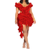 New Design Summer Backless Women Mini Dress Sexy Ruffles Bodycon Party Dress Elegant Formal Evening Dresses Women