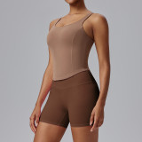 Custom Logo Women Fitness Shorts Gym Sports Padded Bra Elastic Fiber Quick-Dry Outdoor Yoga Sets
