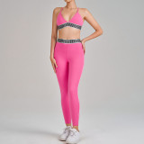 Women's High Quality Custom Logo Two- Piece Fitness Cross Bra High Waist Leggings Fitness Gym Yoga Sets