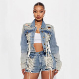 BR5498 Women's Summer Fashion Two-Piece Set New Style Denim Shorts