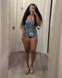 BR5478 Fashion Cross-Border Sexy Tube Top Casual Slim Stretch Denim Summer Two-Piece Shorts Set