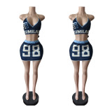 2025 Trendy Boutique S-2XL Fashion 2 Piece Casual Digital Print Skirt Set for Women