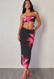 2025 High Quality Hot Selling Print Design Three Piece Bikini Set Beach Swimsuit Cover Up-for Women