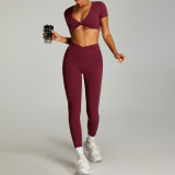 Custom Logo Running Beautiful Cross Back Sports Bra High Waist Yoga Shorts Leggings Fitness Outdoor Yoga Sets for Women