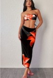 2025 High Quality Hot Selling Print Design Three Piece Bikini Set Beach Swimsuit Cover Up-for Women