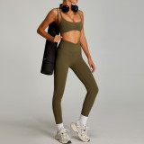 Custom Logo Running Beautiful Cross Back Sports Bra High Waist Yoga Shorts Leggings Fitness Outdoor Yoga Sets for Women